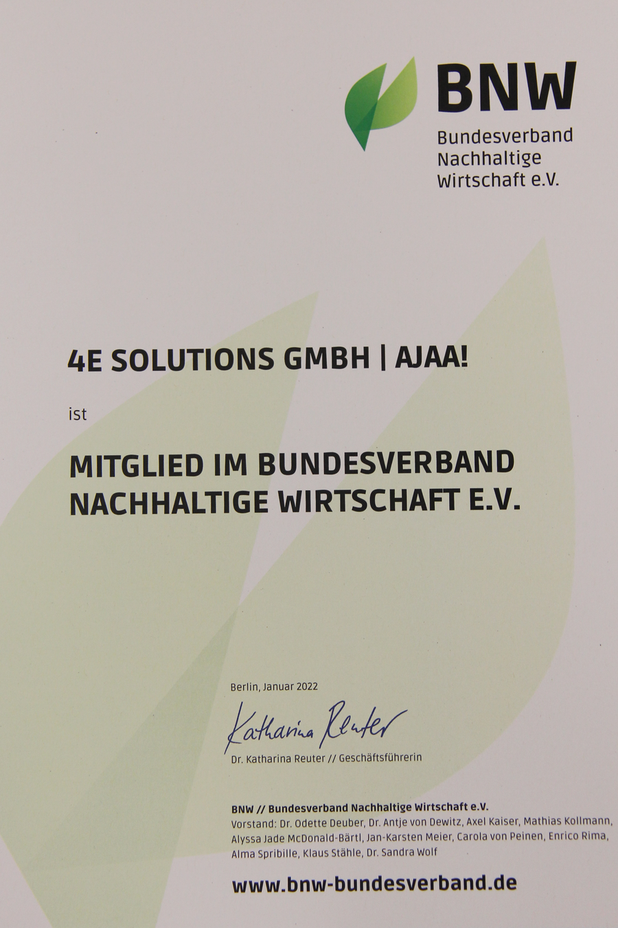 ajaa! ist Mitglied im Bundesverband Nachhaltige Wirtschaft E.V